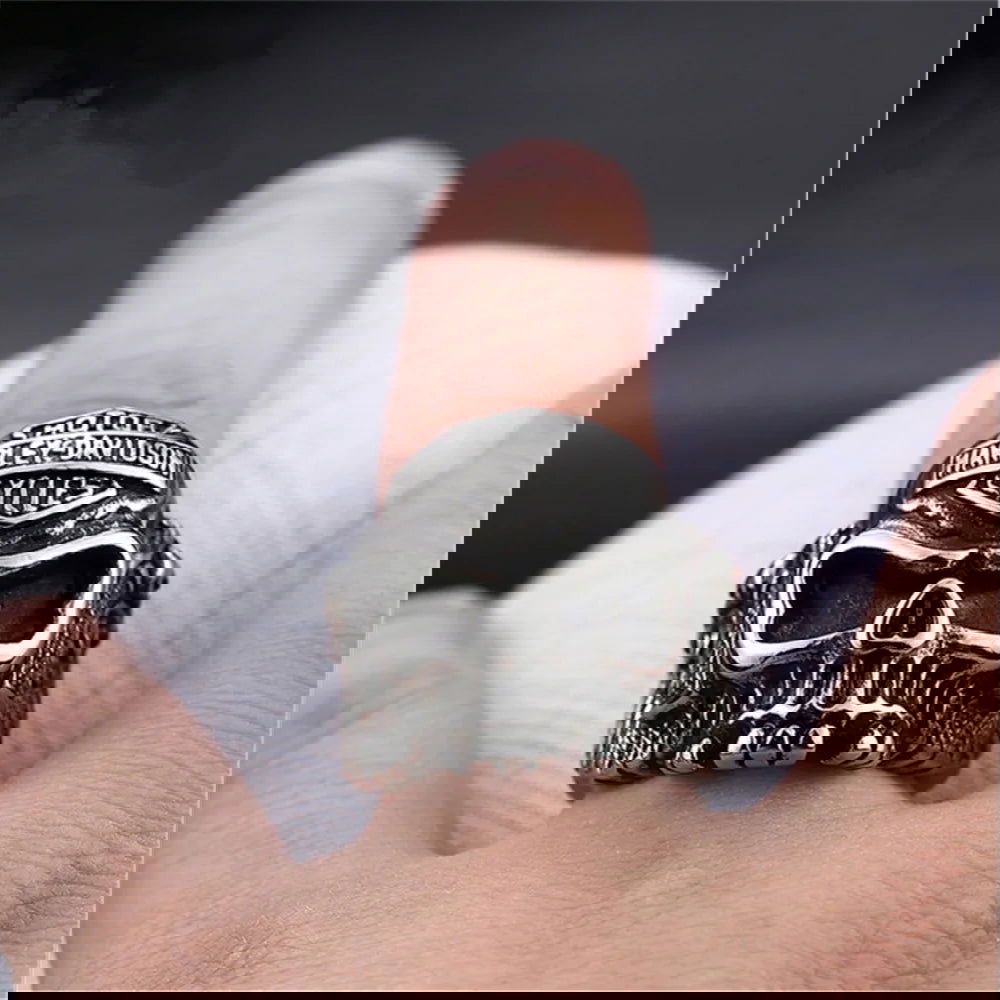 Skull Harley Davidson Ring Mens Biker Pistol Gun - Silver & Gold - Unisex - That Rock Aesthetic