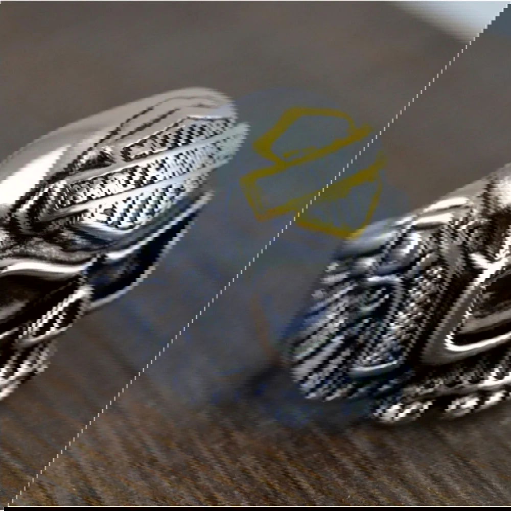 Skull Harley Davidson Ring Mens Biker Pistol Gun - Silver & Gold - Unisex - That Rock Aesthetic
