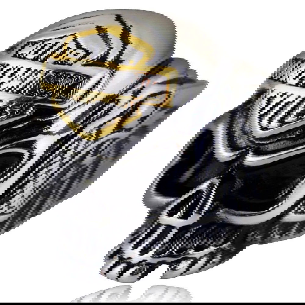 Skull Harley Davidson Ring Mens Biker Pistol Gun - Silver & Gold - Unisex - That Rock Aesthetic