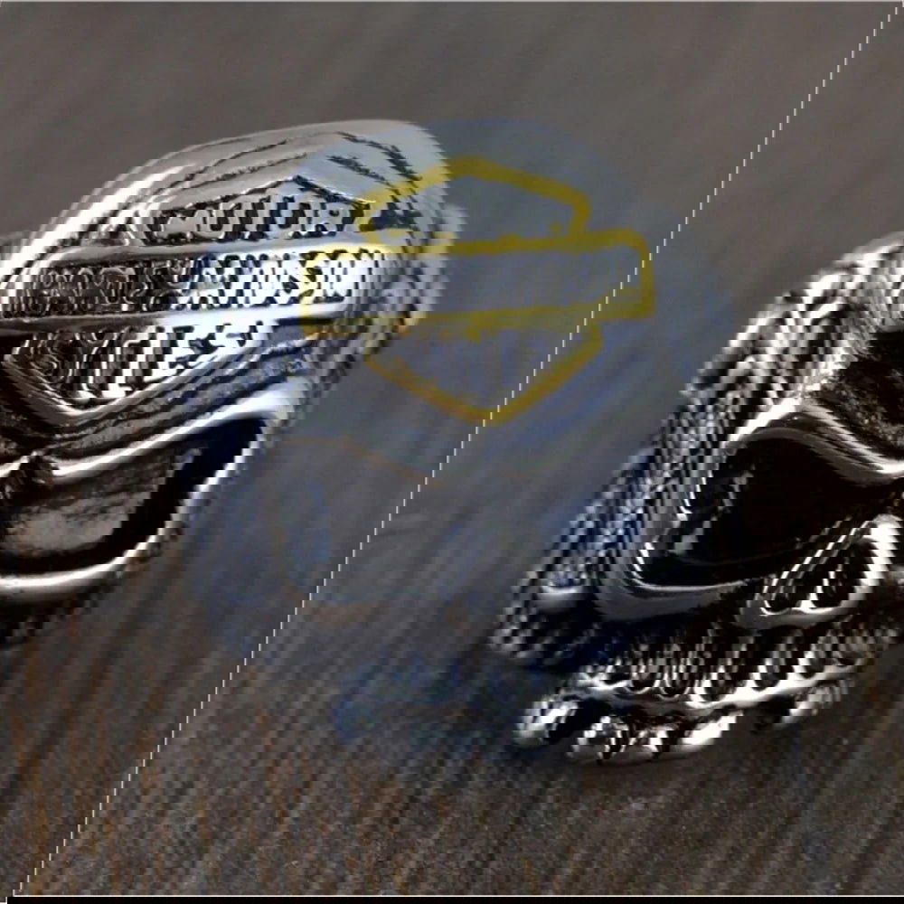 Skull Harley Davidson Ring Mens Biker Pistol Gun - Silver & Gold - Unisex - That Rock Aesthetic