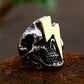 Skull Lightning Bolt Mens Ring - Stainless Steel Silver & Gold - Unisex - That Rock Aesthetic