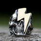 Skull Lightning Bolt Mens Ring - Stainless Steel Silver & Gold - Unisex - That Rock Aesthetic