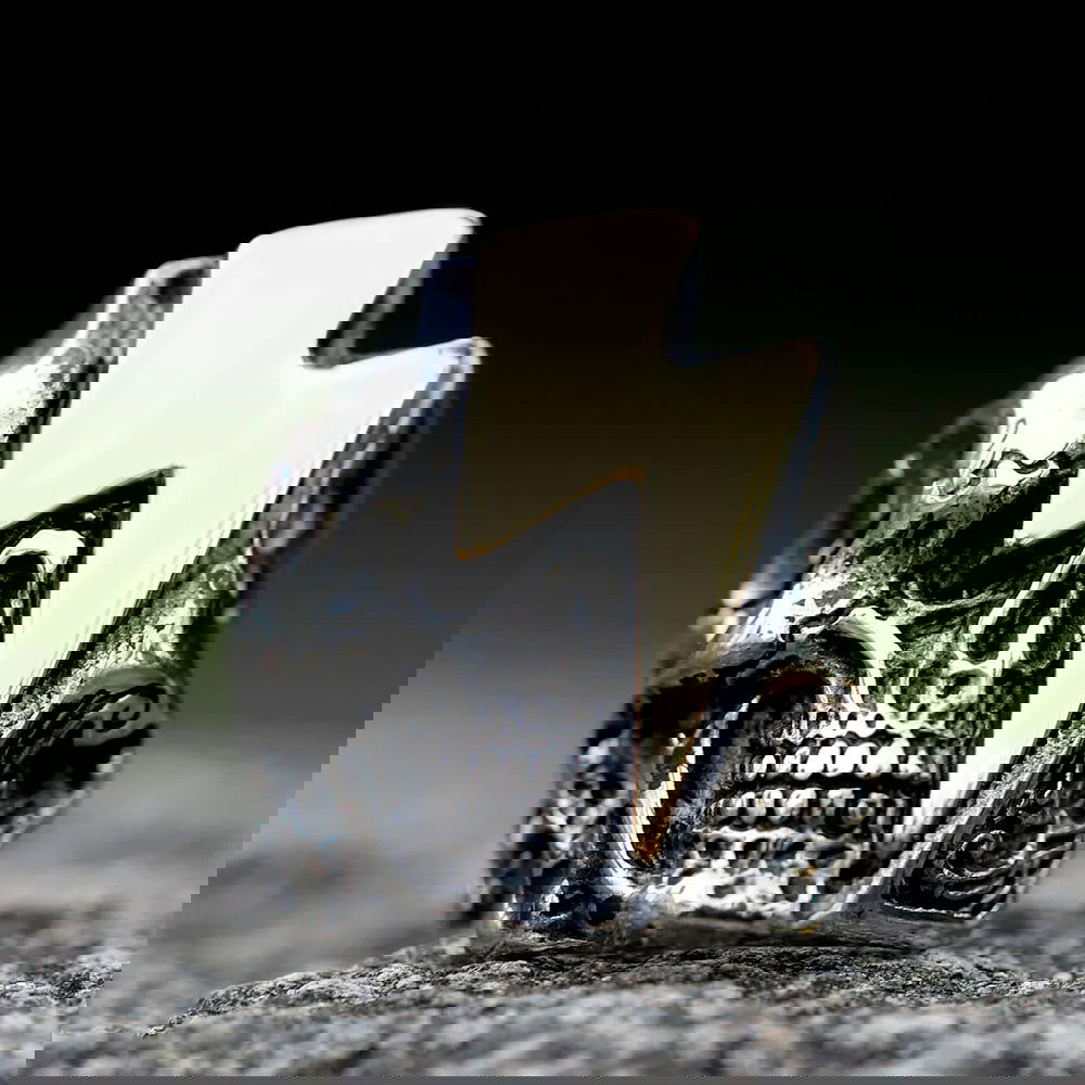 Skull Lightning Bolt Mens Ring - Stainless Steel Silver & Gold - Unisex - That Rock Aesthetic