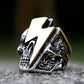 Skull Lightning Bolt Mens Ring - Stainless Steel Silver & Gold - Unisex - That Rock Aesthetic