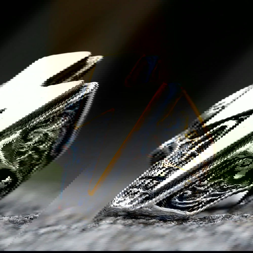 Skull Lightning Bolt Mens Ring - Stainless Steel Silver & Gold - Unisex - That Rock Aesthetic