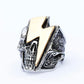 Skull Lightning Bolt Mens Ring - Stainless Steel Silver & Gold - Unisex - That Rock Aesthetic