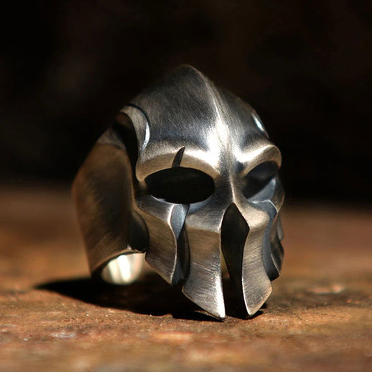 Spartan Warrior Helmet '300' Movie Mens Ring - Silver - Adjustable - That Rock Aesthetic