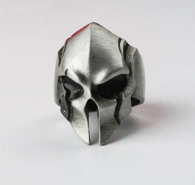 Spartan Warrior Helmet '300' Movie Mens Ring - Silver - Adjustable - That Rock Aesthetic