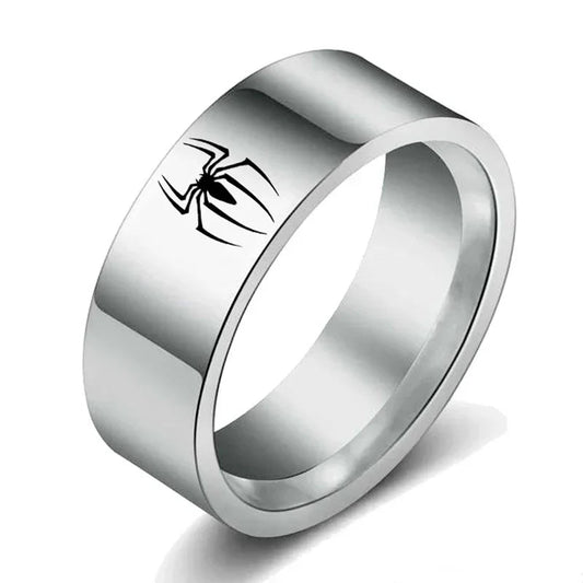 Spiderman Ring Logo #1 Superhero Mens Marvel Ring - Stainless Steel Silver - Unisex - That Rock Aesthetic
