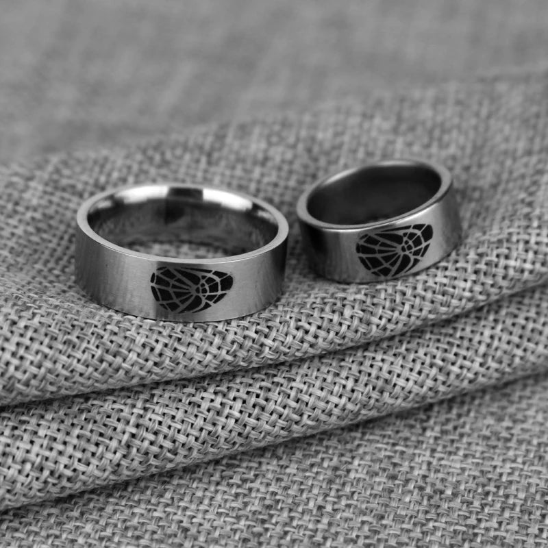 Spiderman Ring Logo #2 Superhero Mens Marvel Ring - Stainless Steel Silver - Unisex - That Rock Aesthetic