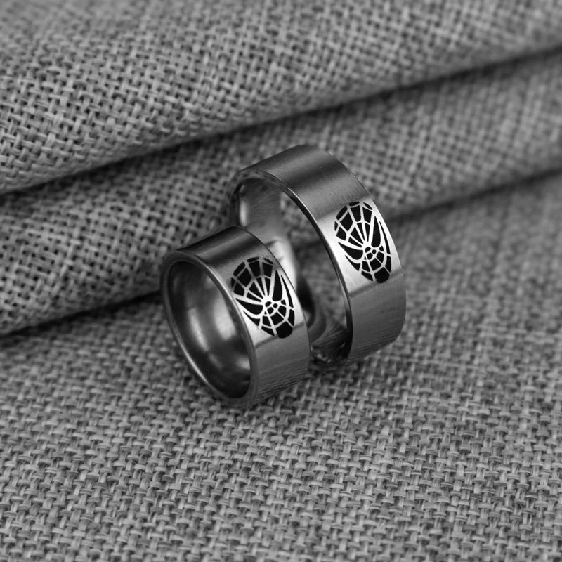 Spiderman Ring Logo #2 Superhero Mens Marvel Ring - Stainless Steel Silver - Unisex - That Rock Aesthetic
