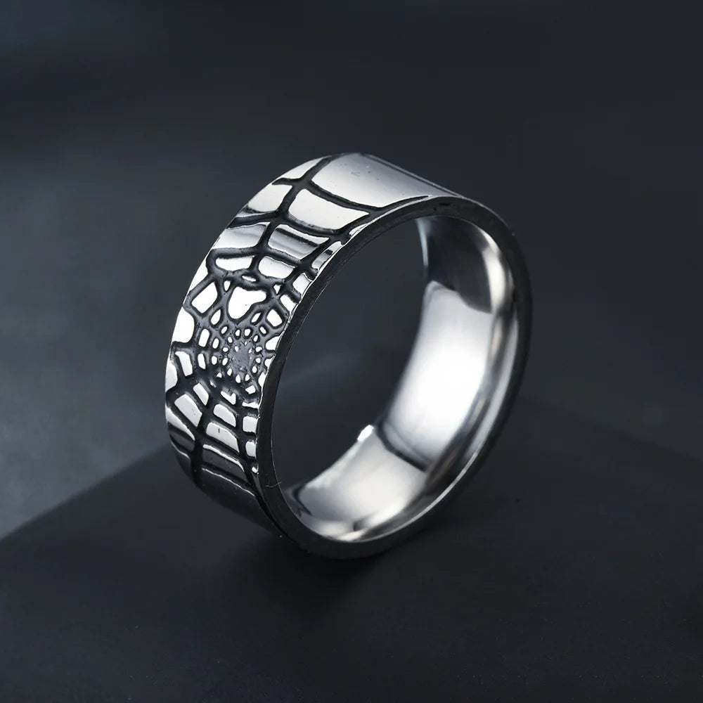 Spiderman Ring Spider Web Superhero Mens Marvel Ring - Stainless Steel Silver - Unisex - That Rock Aesthetic