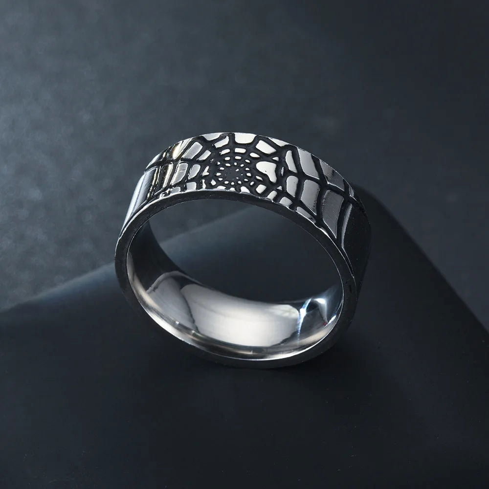 Spiderman Ring Spider Web Superhero Mens Marvel Ring - Stainless Steel Silver - Unisex - That Rock Aesthetic