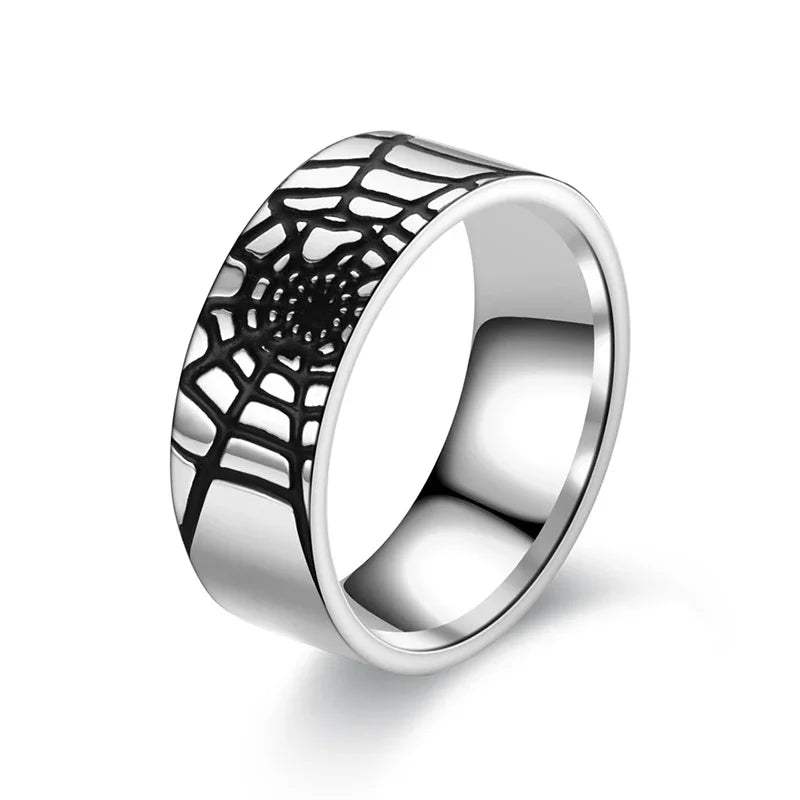Spiderman Ring Spider Web Superhero Mens Marvel Ring - Stainless Steel Silver - Unisex - That Rock Aesthetic