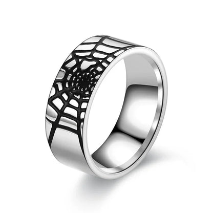 Spiderman Ring Spider Web Superhero Mens Marvel Ring - Stainless Steel Silver - Unisex - That Rock Aesthetic