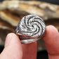 Star Tornado Twist Spiral Ring Mens - Stainless Steel Silver - Unisex - That Rock Aesthetic