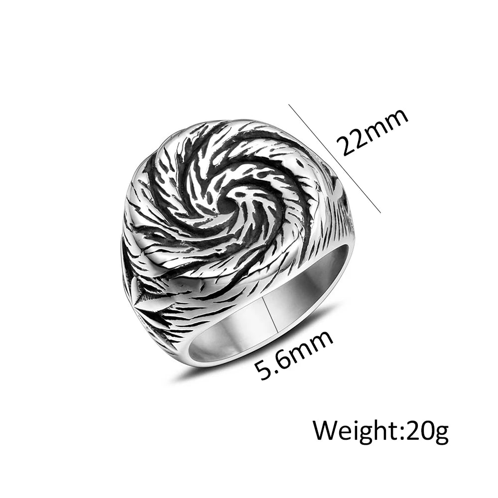 Star Tornado Twist Spiral Ring Mens - Stainless Steel Silver - Unisex - That Rock Aesthetic