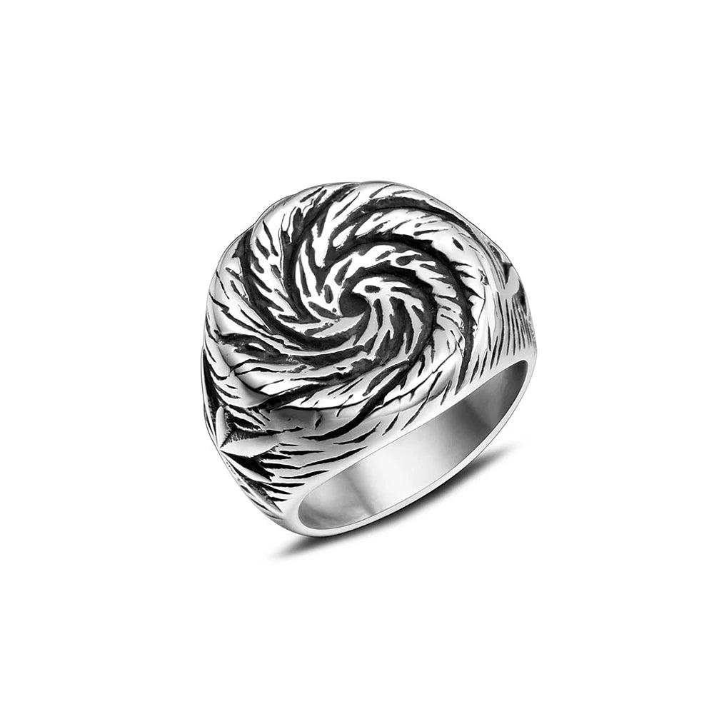 Star Tornado Twist Spiral Ring Mens - Stainless Steel Silver - Unisex - That Rock Aesthetic