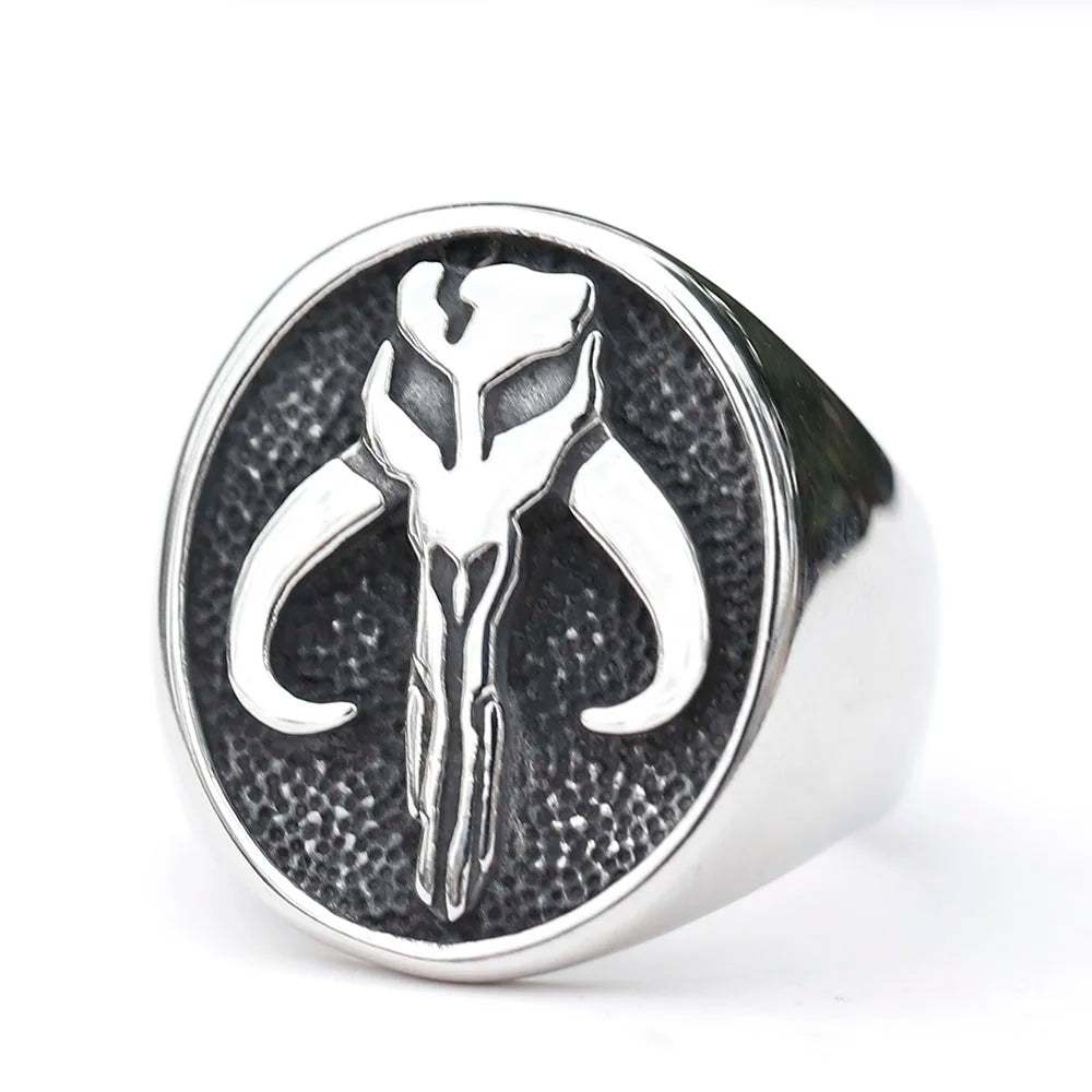 Star Wars Mandalorian Ring Mens - Stainless Steel Silver - Unisex - That Rock Aesthetic