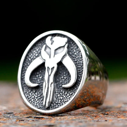 Star Wars Mandalorian Ring Mens - Stainless Steel Silver - Unisex - That Rock Aesthetic