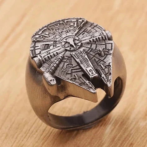 Star Wars Ring Millennium Falcon Movie Mens Ring - Silver - Unisex - That Rock Aesthetic