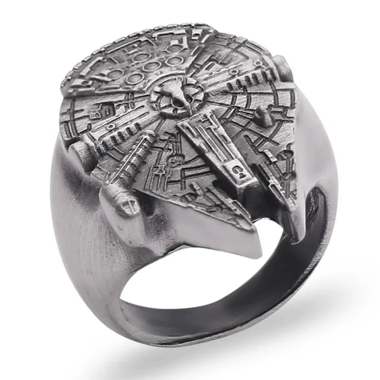 Star Wars Ring Millennium Falcon Movie Mens Ring - Silver - Unisex - That Rock Aesthetic