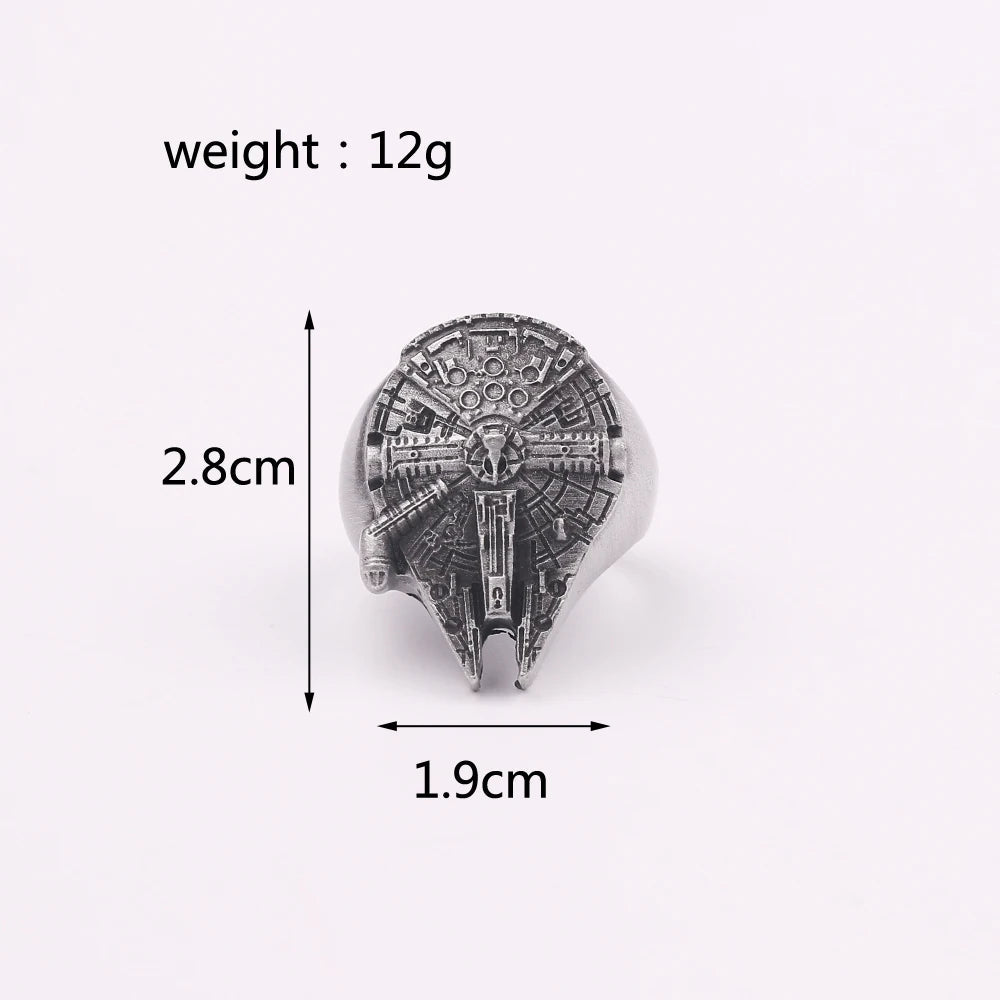 Star Wars Ring Millennium Falcon Movie Mens Ring - Silver - Unisex - That Rock Aesthetic