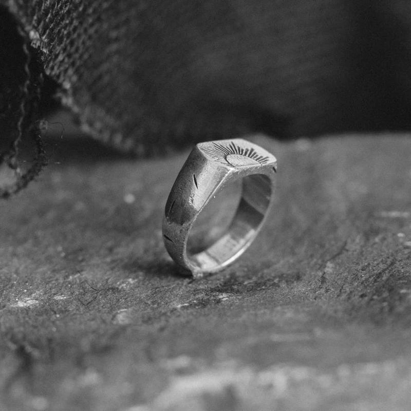 Sun Ray Minimalist Mens Boho Ring - Silver - Unisex - That Rock Aesthetic