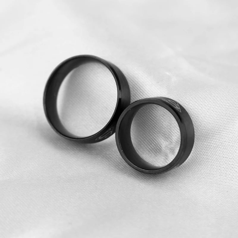 Superman Ring Logo #2 Superhero Mens DC Ring - Stainless Steel Silver & Black - Unisex - That Rock Aesthetic