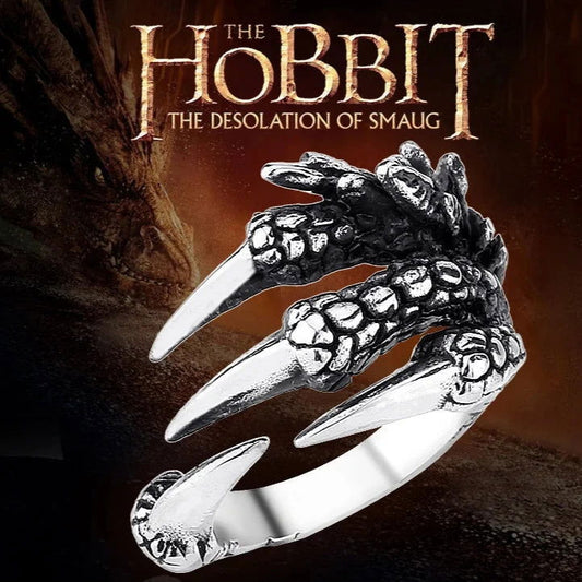 The Hobbit Smaug Claw Lord of the Rings Mens Dragon Ring - Stainless Steel Silver - Unisex - That Rock Aesthetic