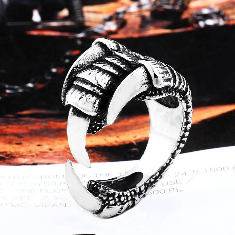 The Hobbit Smaug Claw Lord of the Rings Mens Dragon Ring - Stainless Steel Silver - Unisex - That Rock Aesthetic