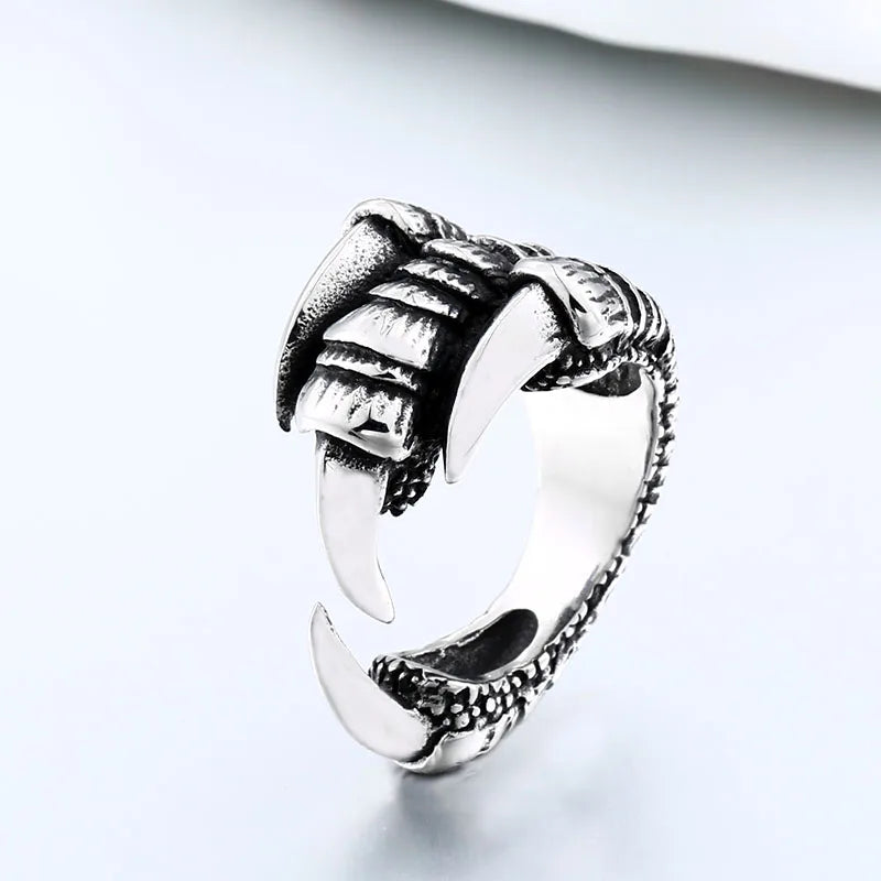 The Hobbit Smaug Claw Lord of the Rings Mens Dragon Ring - Stainless Steel Silver - Unisex - That Rock Aesthetic