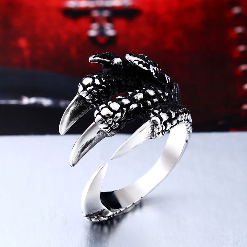 The Hobbit Smaug Claw Lord of the Rings Mens Dragon Ring - Stainless Steel Silver - Unisex - That Rock Aesthetic