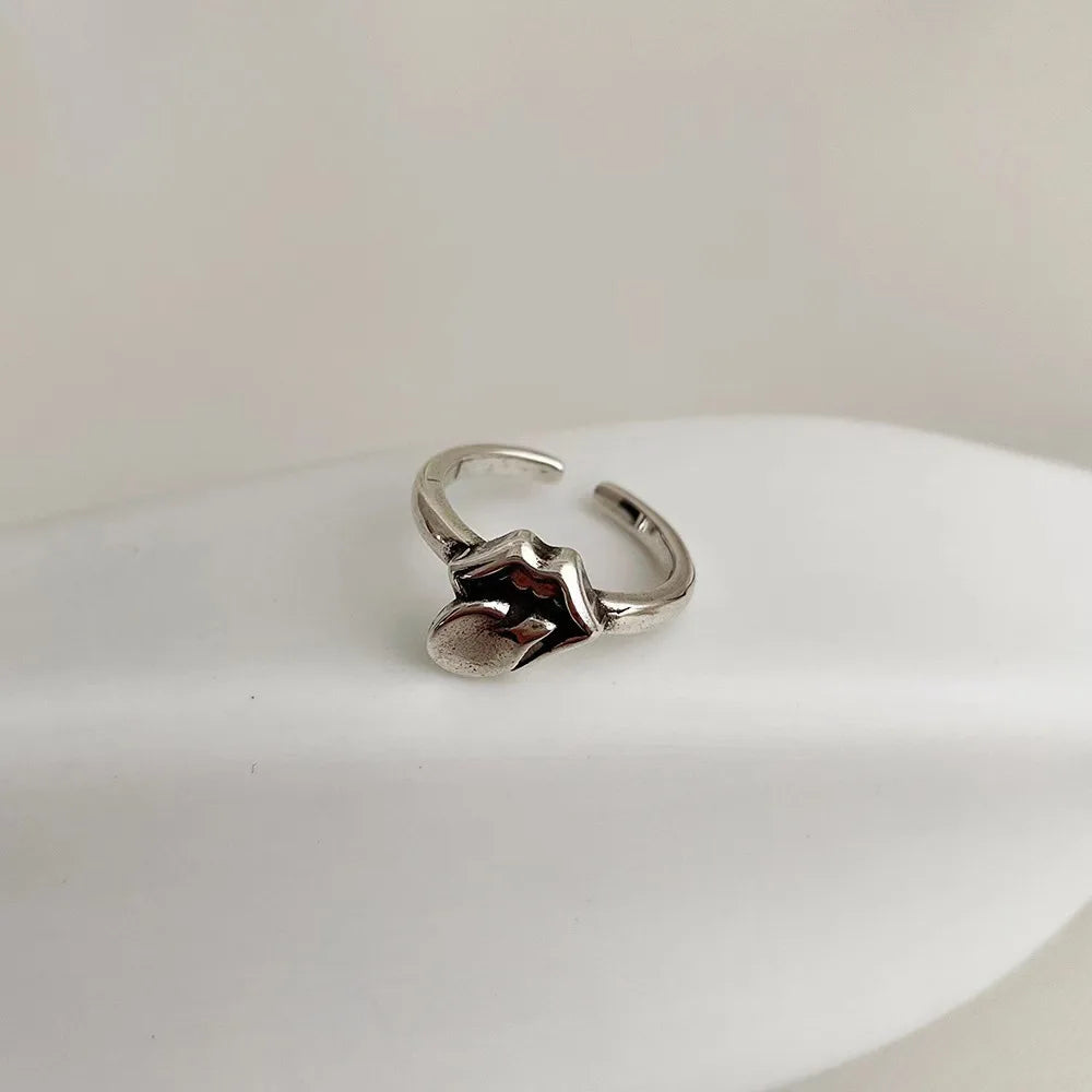 The Rolling Stones Ring Tongue & Lips Rock Band Ring - Silver - Unisex - That Rock Aesthetic