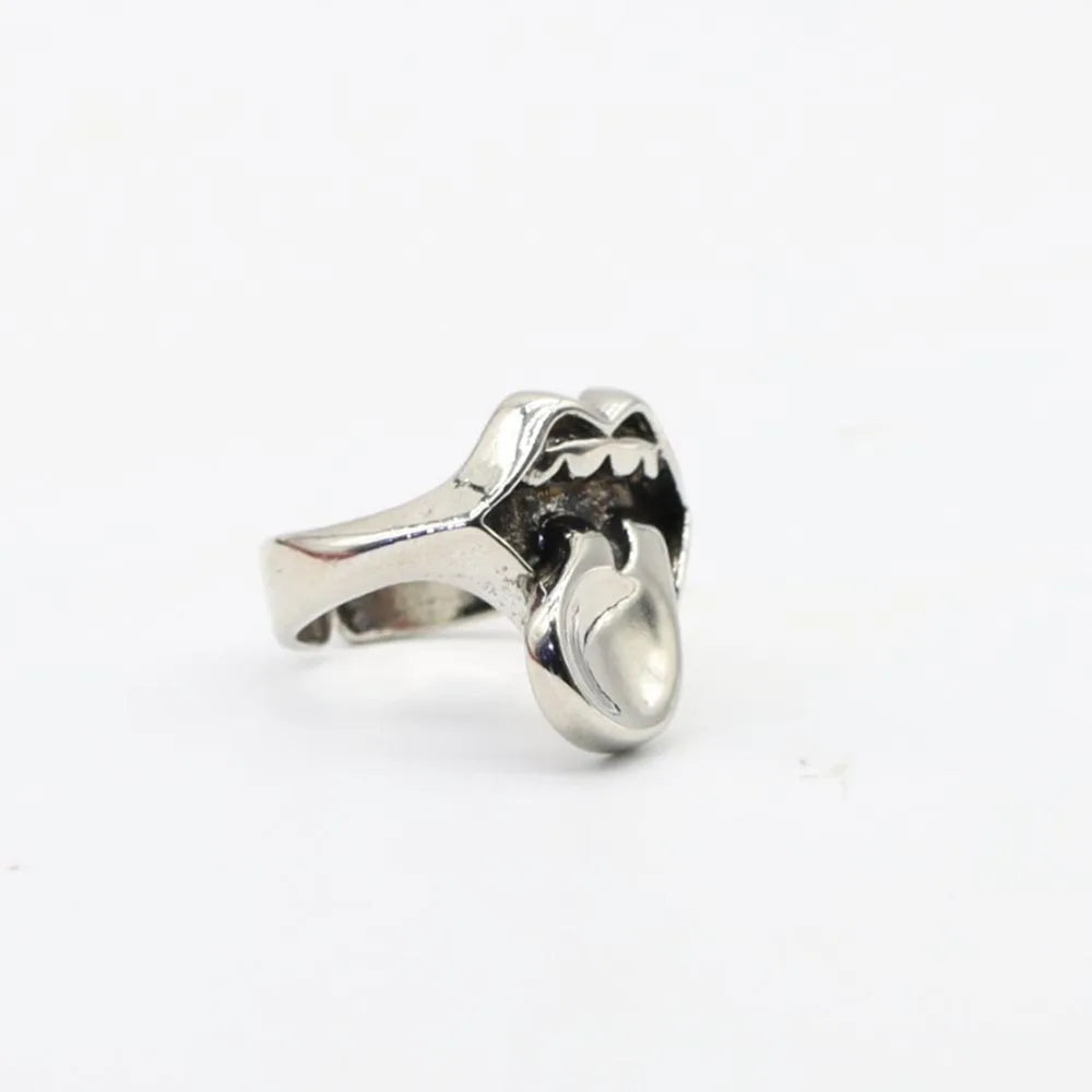 The Rolling Stones Ring Tongue & Lips Rock Band Ring - Silver - Unisex - That Rock Aesthetic