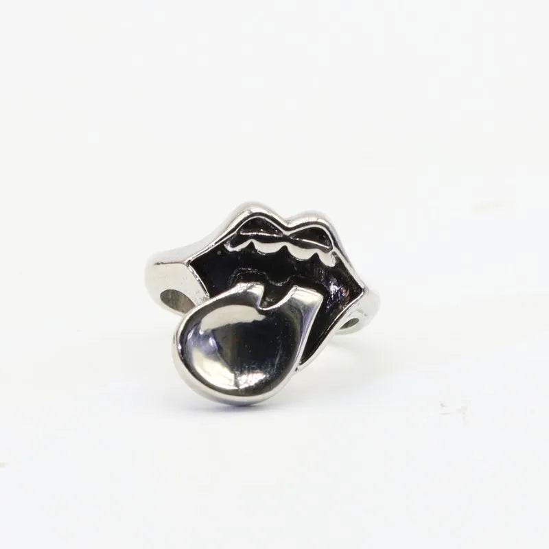 The Rolling Stones Ring Tongue & Lips Rock Band Ring - Silver - Unisex - That Rock Aesthetic