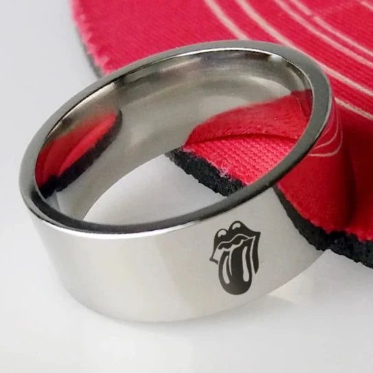 The Rolling Stones Ring Tongue Logo Rock Band Music Ring - Titanium Steel Silver - Unisex - That Rock Aesthetic