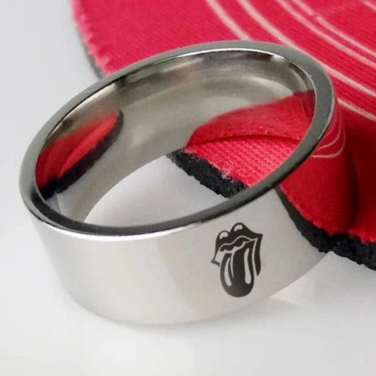 The Rolling Stones Ring Tongue Logo Rock Band Music Ring - Titanium Steel Silver - Unisex - That Rock Aesthetic