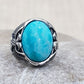 Oval Eagle Mens Turquoise Ring - Silver - Unisex - That Rock Aesthetic