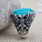 Oval Eagle Mens Turquoise Ring - Silver - Unisex - That Rock Aesthetic