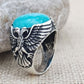 Oval Eagle Mens Turquoise Ring - Silver - Unisex - That Rock Aesthetic