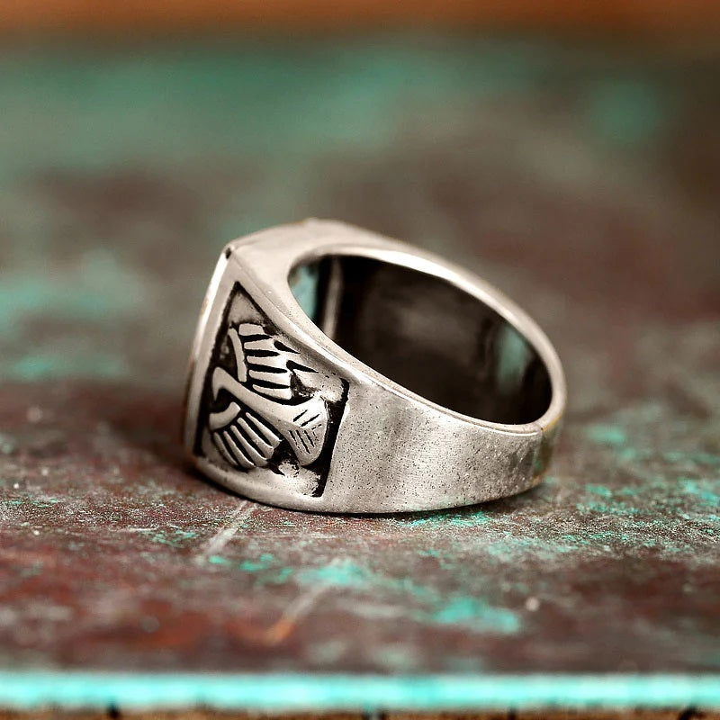 Hawk / Eagle Turquoise Ring Mens - Silver - Unisex - That Rock Aesthetic