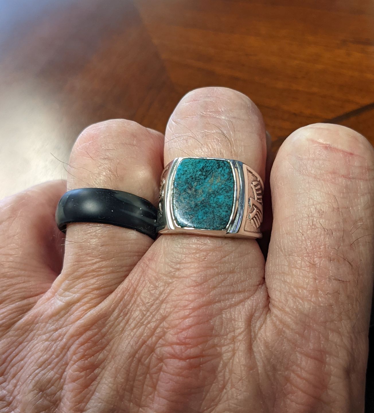 Hawk / Eagle Turquoise Ring Mens - Silver - Unisex - That Rock Aesthetic