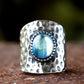 Turquoise Oval Chunky Boho Ring - Stainless Steel Silver - Unisex - That Rock Aesthetic