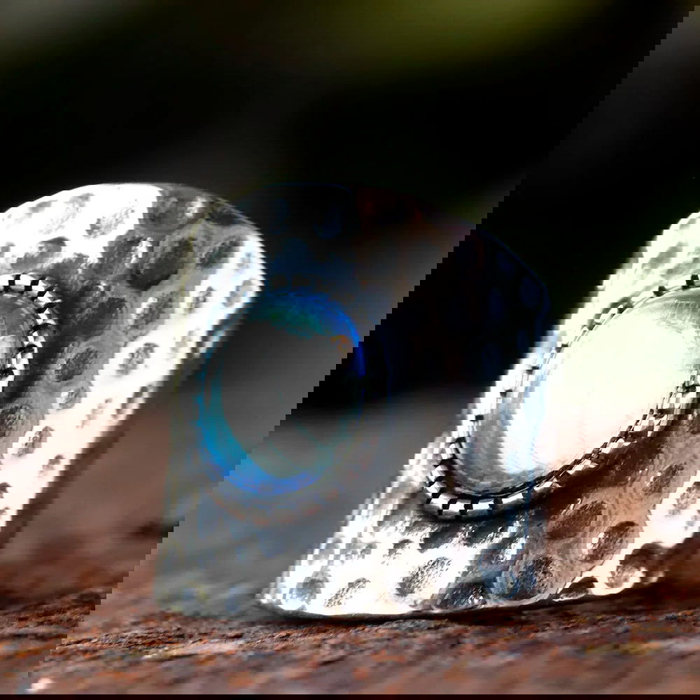 Turquoise Oval Chunky Boho Ring - Stainless Steel Silver - Unisex - That Rock Aesthetic