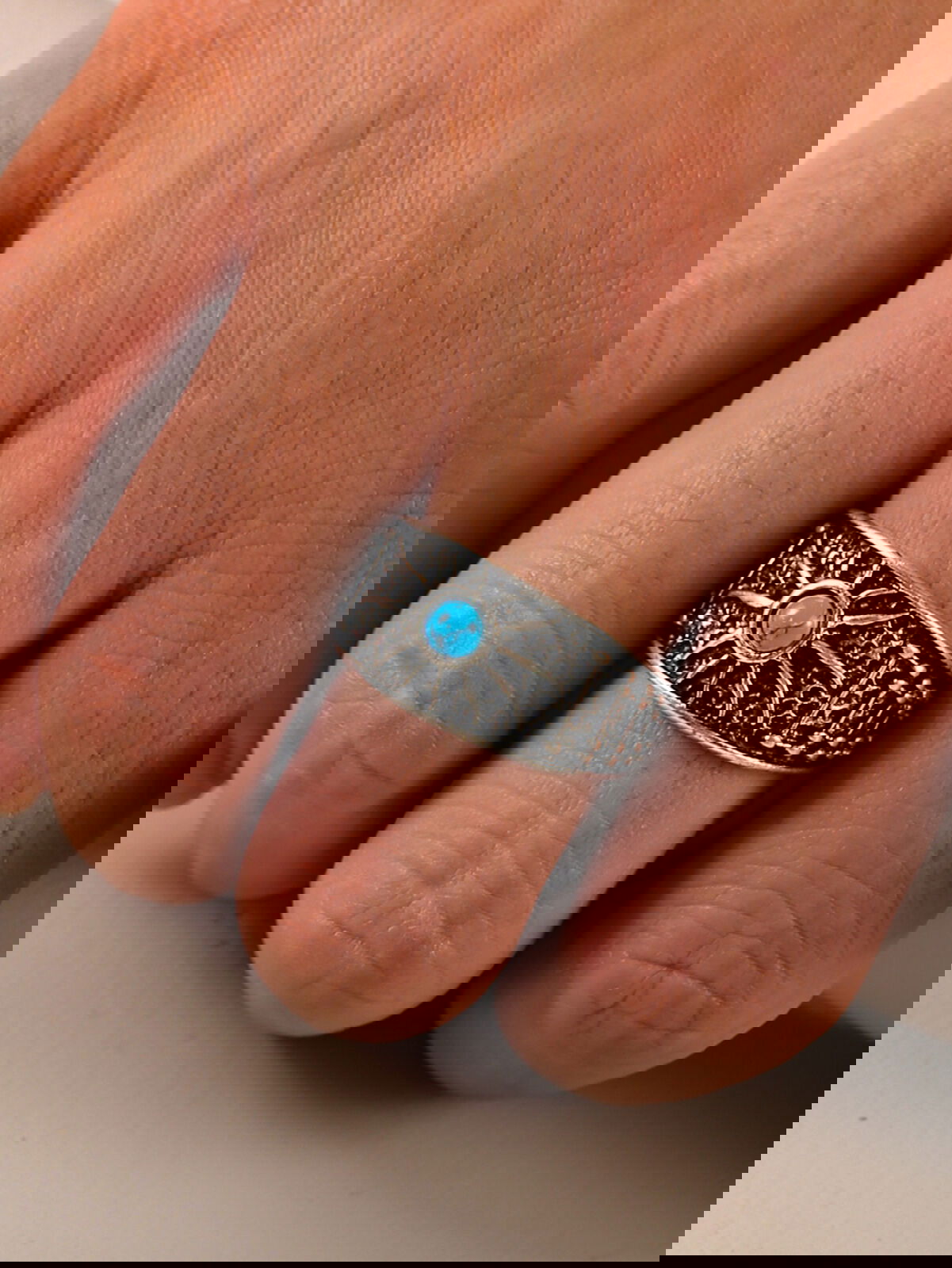 Boho Sun Turquoise Ring Mens - Silver - Unisex - That Rock Aesthetic