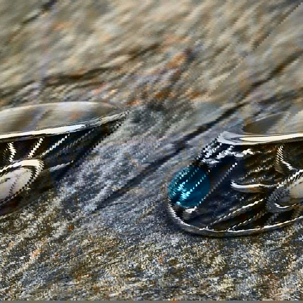 Boho Sun Turquoise Ring Mens - Silver - Unisex - That Rock Aesthetic