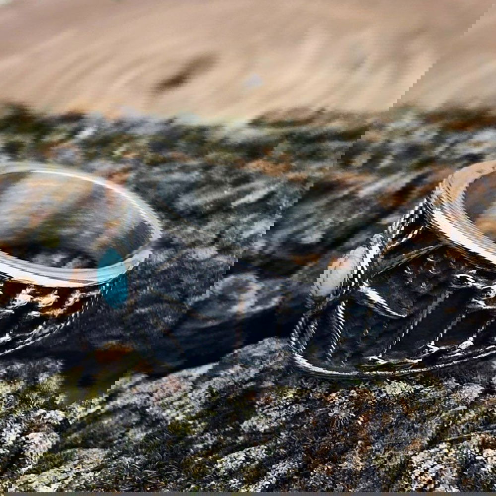 Boho Sun Turquoise Ring Mens - Silver - Unisex - That Rock Aesthetic