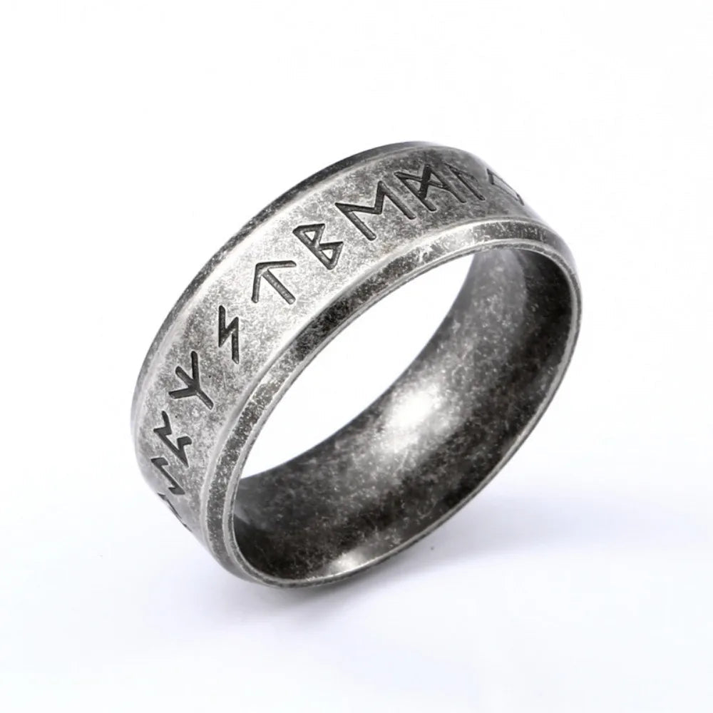 Nordic Norse Rune Mens Viking Ring - Silver - Unisex - That Rock Aesthetic