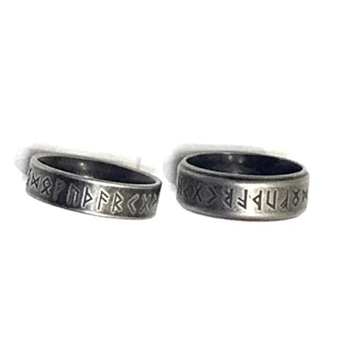 Nordic Norse Rune Mens Viking Ring - Silver - Unisex - That Rock Aesthetic